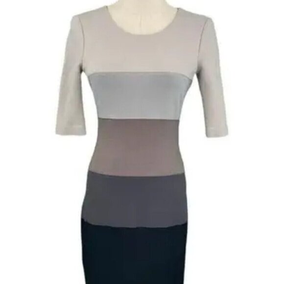 BCBGMAXAZRIA Kelly Ann Colorblock Bodycon Dress Grey – XS - Picture 3 of 16